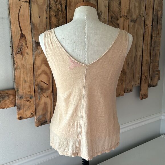 Lilly Pulitzer Sz S 100% Linen Florin Double V Tank Top Lightweight Gold Neutral - Picture 3 of 10